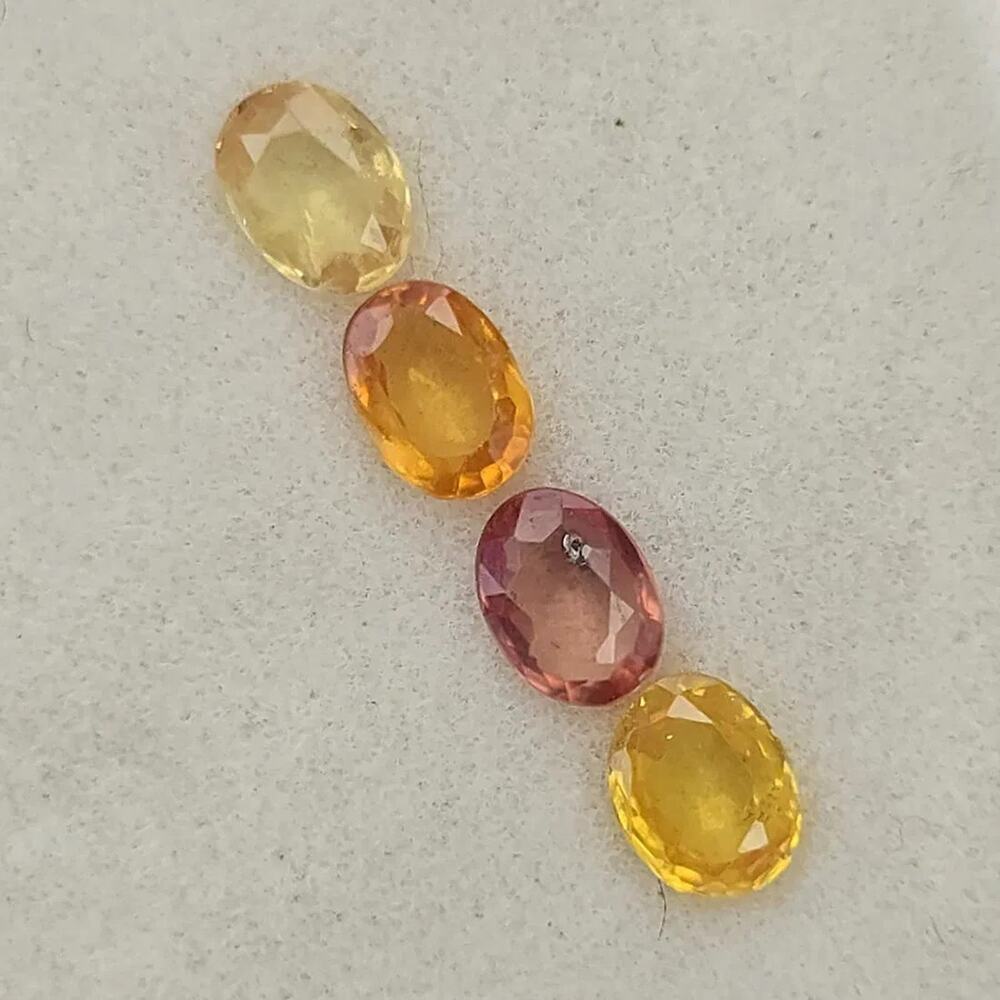 Natural Sapphire Lot, 4 Multi-Color, 0.77 CTW, 4x3mm, Heated